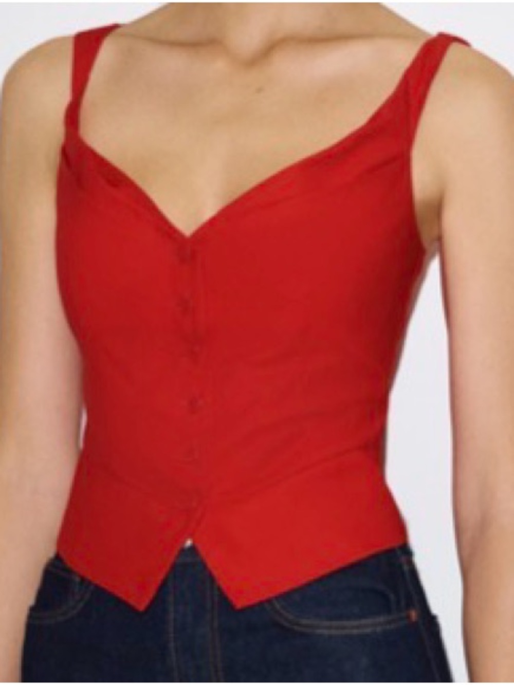 Reformation Red Button-Front Sleeveless Camisole